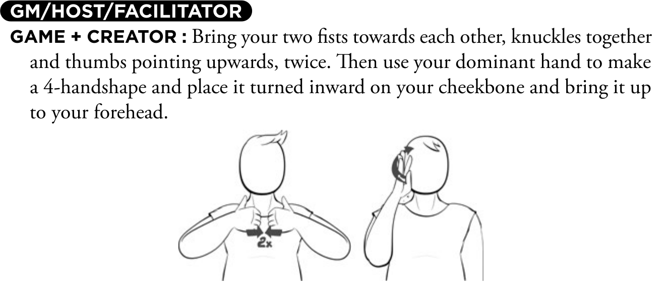 Um exemplo em ASL de como se diz "Narrador"